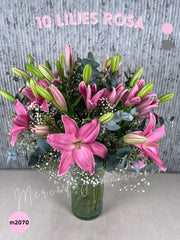 Arreglo Floral 10 Flores Lilies Rosa