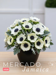 Anémonas Blancas: Pureza y Elegancia en Florero Bowl