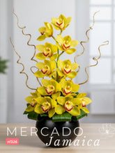 Sol y Elegancia: Orquídea Amarilla con Varas de Curly