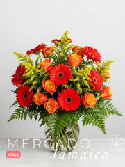 Vitalidad en Naranja: Arreglo de Gerberas y Rosas