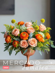 Delicadeza y Alegría: Rosas Inglesas, Craspedias y Ranúnculos