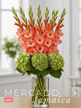 italidad y Naturaleza: Arreglo de 10 Gladiolas Naranja y Hortensias Verdes