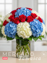 Arreglo de Rosas Rojas y Hortensias: Pasión y Armonía