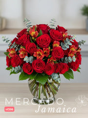 Amor sin límites: Arreglo de Rosas y Alstroemerias Rojas