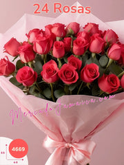 Abrazo Rosado: Ramo de 24 Rosas Rosas México