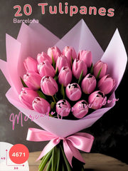 Elegancia de Barcelona: Ramo de 20 Tulipanes Rosa México
