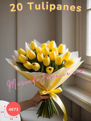 Luz de Primavera: Ramo de 20 Tulipanes Amarillos México