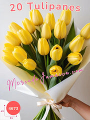 Luz de Primavera: Ramo de 20 Tulipanes Amarillos México