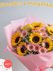 Encanto del Campo: Ramo de Girasoles y Margaritas Rosas México
