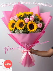 Amanecer en la Ciudad: Ramo de Girasoles y Rosas México