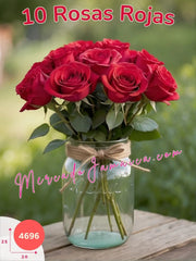 Centro de Mesa de Rosas Rojas en Florero Mason Jar México