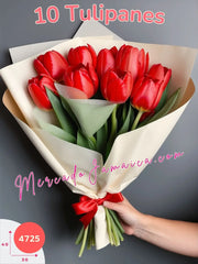 Pasión Minimalista: Ramo de 10 Tulipanes Rojos México