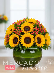 10 Girasoles en Base Esferica