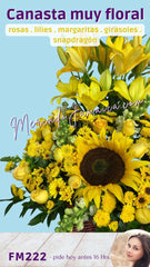 Canasta de Flores Lilies y Rosas Amarillas