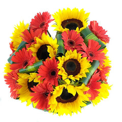 Girasoles con Gerberas Rojas