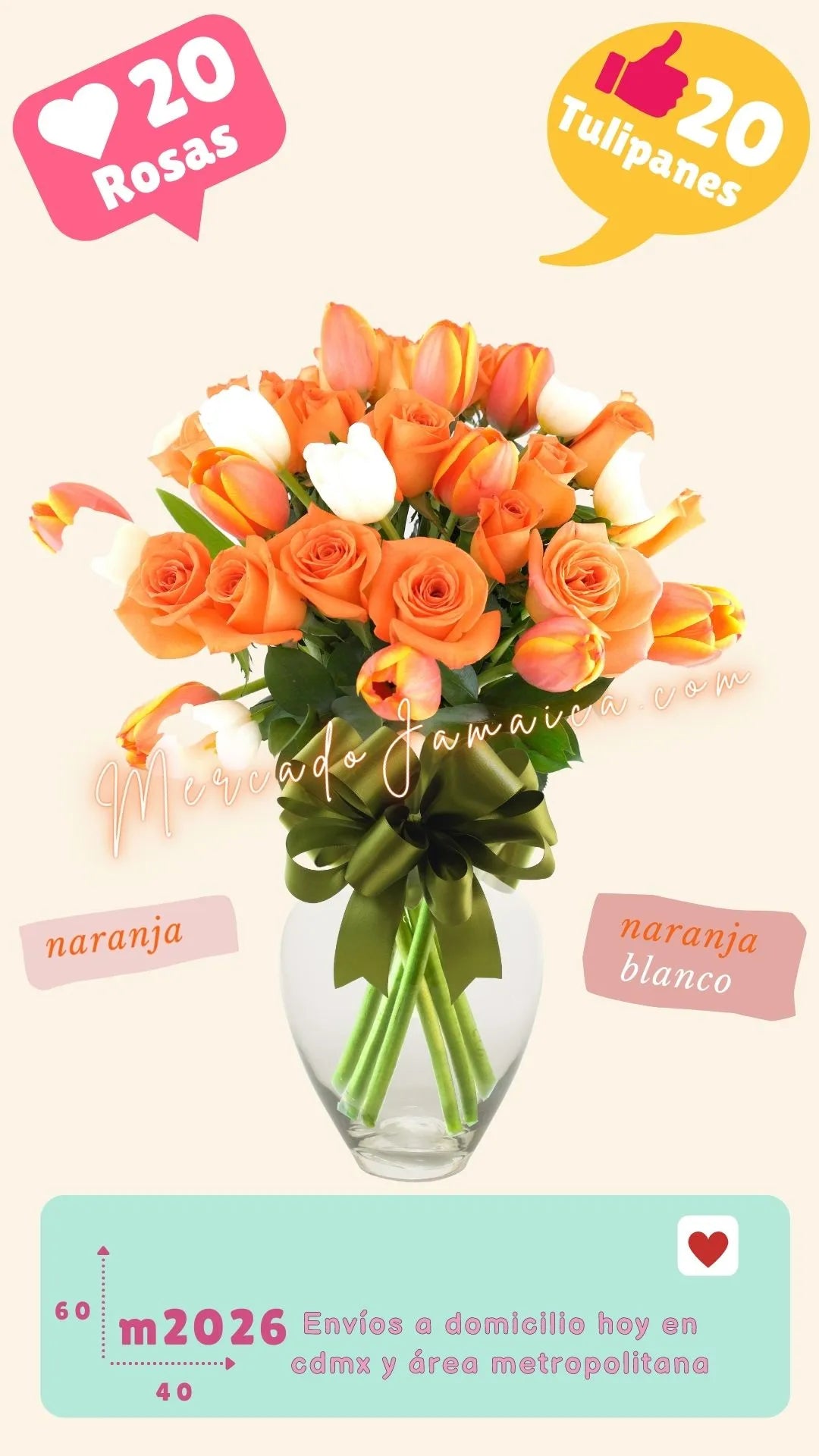 Arreglo floral con rosas y tulipanes