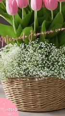 Canasta Aroma Encanto Floral y Frescura Para Sorprender con 20 Tulipanes