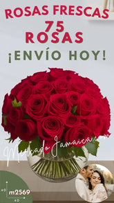 Gran esfera floral para ella ! 75 Rosas Rojas