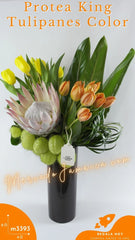 Arreglo con Protea y 20 Tulipanes Color !