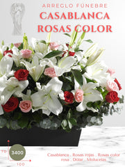 Arreglo Fúnebre Casablanca con Rosas Color