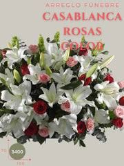 Arreglo Fúnebre Casablanca con Rosas Color