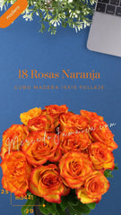 ¡Arreglo 18 Rosas Naranja en Cubo!