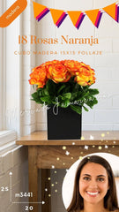 ¡Arreglo 18 Rosas Naranja en Cubo!