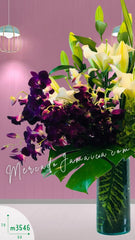 Arreglo con Flores Orquídeas Casa Blanca Titanium Lila