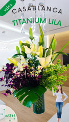 Arreglo con Flores Orquídeas Casa Blanca Titanium Lila