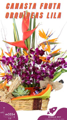 ¡Canasta Frutal y Orquídeas Lila!