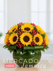 10 Girasoles en Base Esferica