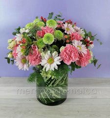 Arreglo de Margaritas Rosa con Hortensias