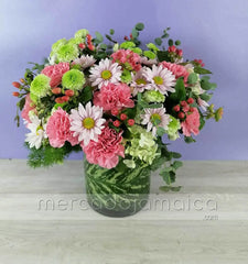 Arreglo de Margaritas Rosa con Hortensias