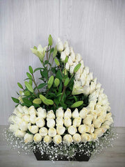 ¡Arreglo con 100 Rosas Blancas en Espiral!