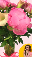 Peonias Rosa Hermosas con Callas