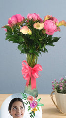 Peonias Rosa Hermosas con Callas