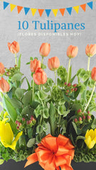 Tulipanes Naranja y Lilies Amarillas