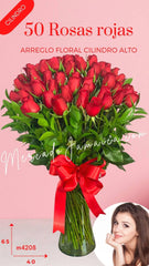 ¡Arreglo Floral con 50 Rosas Rojas!