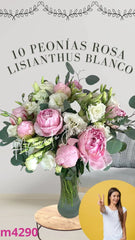 10 Peonias y Lisianthus Blanco