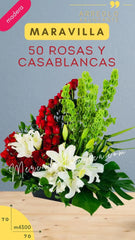 ¡Maravilla 50 Rosas Arreglo Floral de Rosas Rojas!