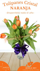 Arreglo con Tulipanes Naranja Cristal !