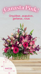 Canasta Pink con Orquídeas Lila