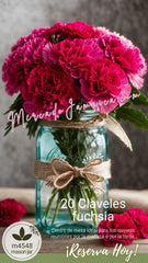 Centro de Mesa Mason Jar con Claveles Moraditos O Magenta