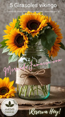 Centro de Mesa Mason Jar 5 Girasoles