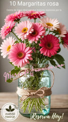 Centro de Mesa Mason Jar Margaritas Blancas y Rosa