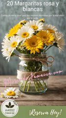 Centro de Mesa Mason Jar Margaritas Blancas y Amarillas