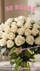 Elegante Susurro con 50 Rosas Blancas