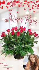 Canasta con 50 Rosas Rojas Te Quiero Hoy !