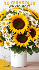 Girasol Radiante con Margaritas Blancas