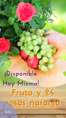 Arreglos de Frutas con Rosas Naranja !